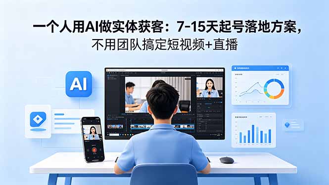 一个人用AI做实体获客：7-15天起号落地方案，不用团队搞定短视频+直播-点子口袋网