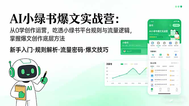 AI 小绿书爆文实战营：从0学创作运营，吃透小绿书平台规则与流量逻辑，掌握爆文创作底层方法-点子口袋网