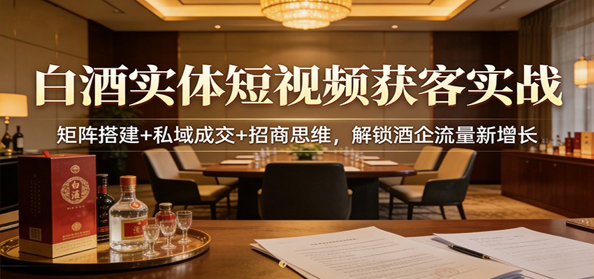 白酒实体短视频获客实战：矩阵搭建+私域成交+招商思维，解锁酒企流量新增长-点子口袋网