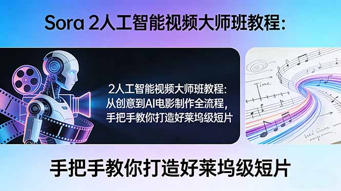 Sora 2人工智能视频大师班教程：从创意到AI电影制作全流程，手把手教你打造好莱坞级短片-点子口袋网