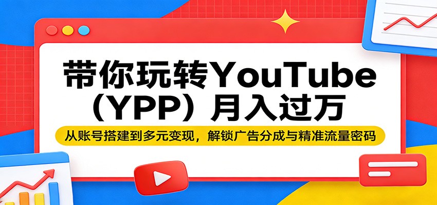 带你玩转YouTube(YPP)月入过万：从账号搭建到多元变现，解锁广告分成与精准流量密码-点子口袋网