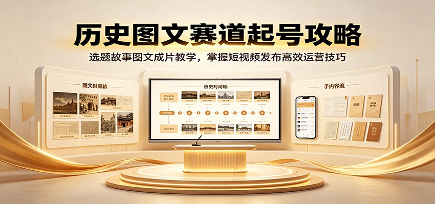 历史图文赛道起号攻略：选题故事图文成片教学，掌握短视频发布高效运营技巧-点子口袋网