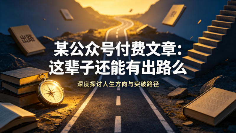 某公众号付费文章：这辈子还能有出路么-点子口袋网