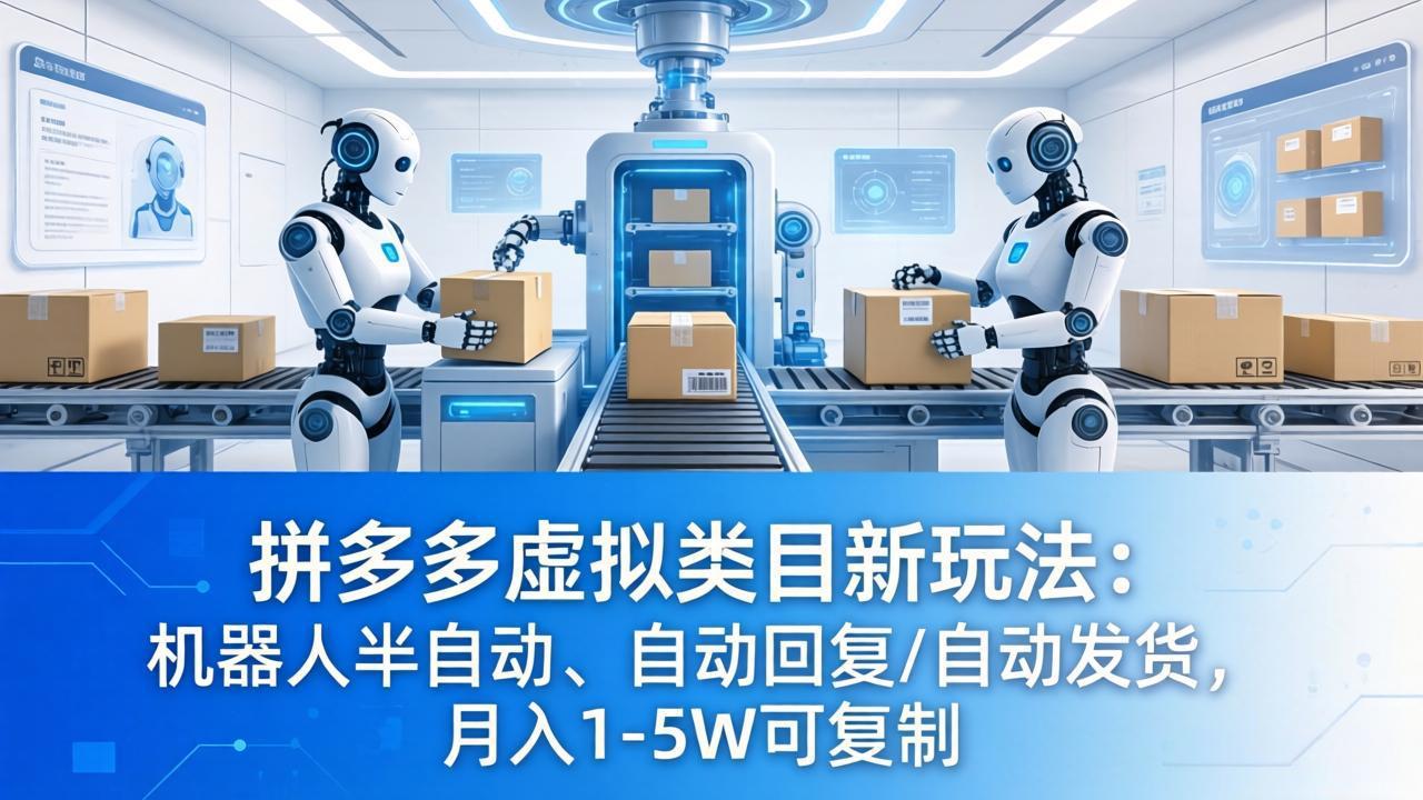 拼多多虚拟类目新玩法：机器人半自动、自动回复 /自动发货，月入 1-5W 可复制-点子口袋网
