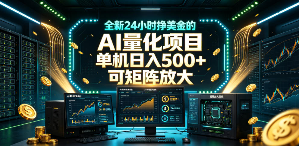 全新24小时挣美金的AI量化项目，单机日入500+，每天见收益，可矩阵放大【揭秘】-点子口袋网