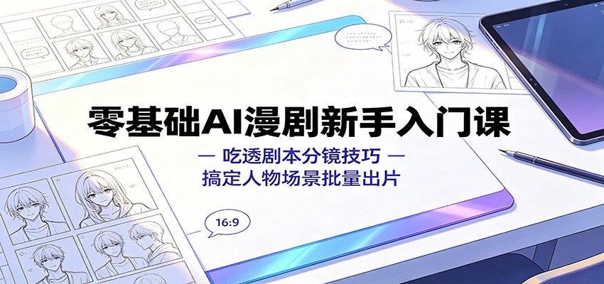 零基础AI漫剧新手入门课：吃透剧本分镜技巧，搞定人物场景批量出片-点子口袋网