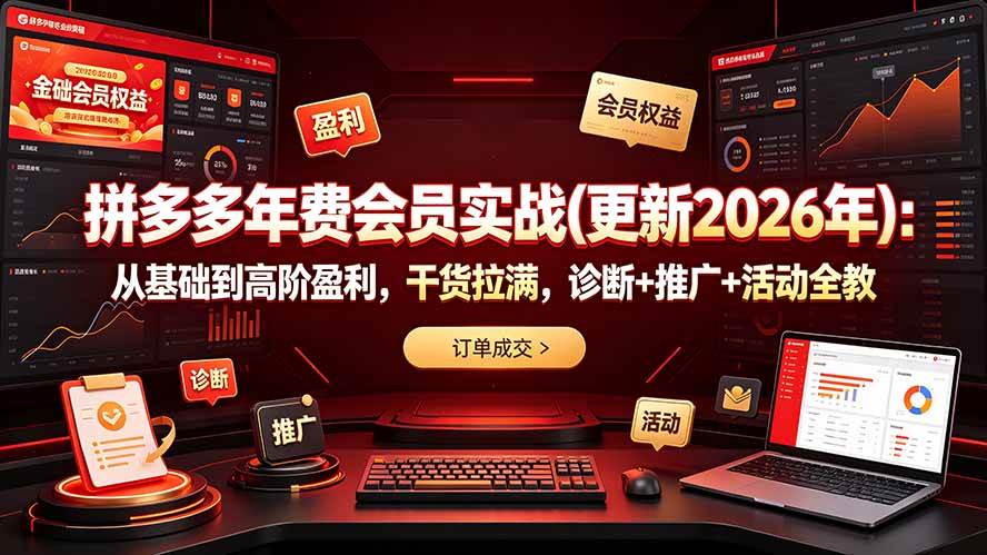 （19290期）拼多多年费会员实战(更新2026年)：从基础到高阶盈利，干货拉满，诊断+推广+活动全教-点子口袋网