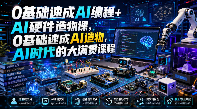 0基础速成AI编程+AI硬件造物课，0基础速成AI造物，AI时代的大满贯课程-点子口袋网