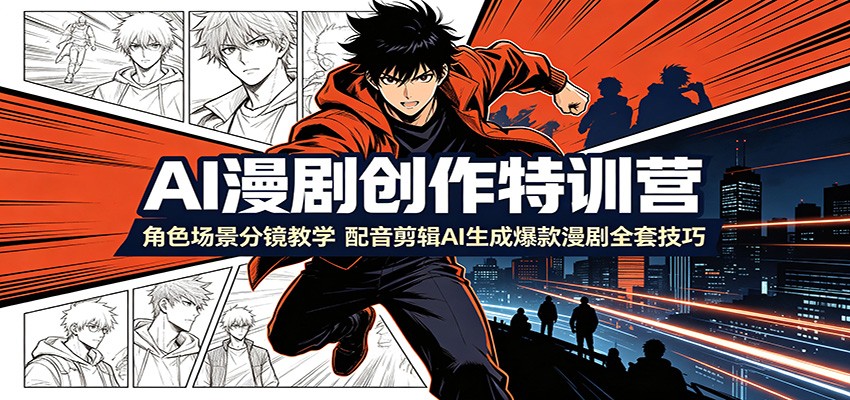AI漫剧创作特训营：角色场景分镜教学，配音剪辑AI生成爆款漫剧全套技巧-点子口袋网