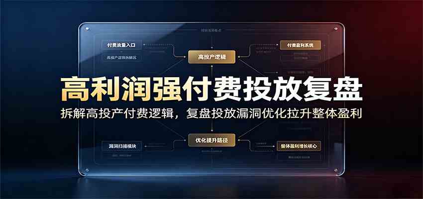 高利润强付费投放复盘：拆解高投产付费逻辑，复盘投放漏洞优化拉升整体盈利-点子口袋网