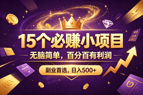 （19456期）15 个必赚的小项目，无脑简单，百分百有利润，副业的首选，日入590+-点子口袋网