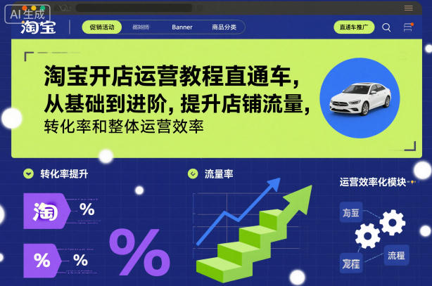 淘宝开店运营教程直通车，从基础到进阶，提升店铺流量，转化率和整体运营效率（更新26年07月11日）-点子口袋网