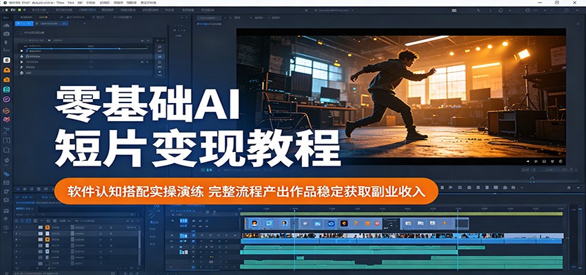 零基础AI短片变现教程：软件认知搭配实操演练，完整流程产出作品稳定获取副业收入-点子口袋网