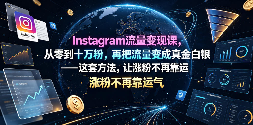 Instagram流量变现课，从零到十万粉，再把流量变成真金白银——这套方法，让涨粉不再靠运气【原创双语字幕】-点子口袋网