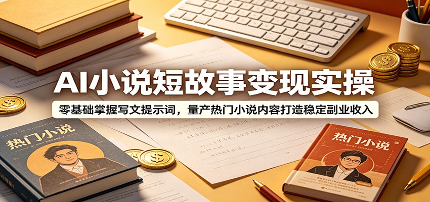 AI小说短故事变现实操：零基础掌握写文提示词，量产热门小说内容打造稳定副业收入-点子口袋网