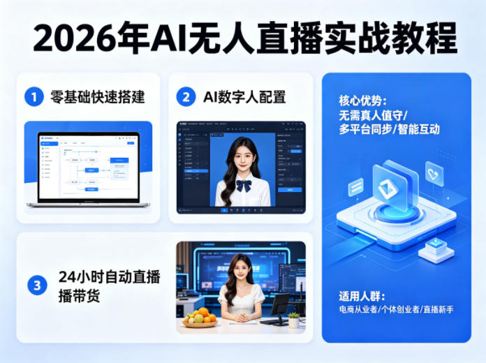2026年AI无人直播实战教程，零基础也能快速搭建AI数字人无人直播间，实现24小时自动直播带货-点子口袋网