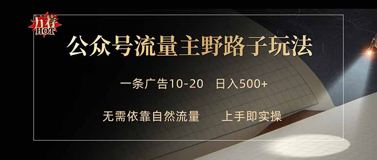 公众号流量主野路子玩法 单条广告10-20元 日入500+-点子口袋网