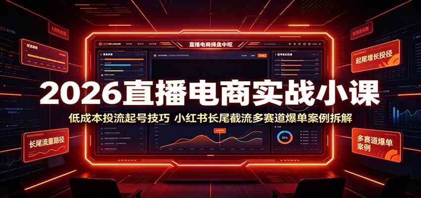 2026直播电商实战小课：低成本投流起号技巧，小红书长尾截流多赛道爆单案例拆解-点子口袋网
