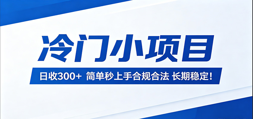 冷门小项目，日收300＋，简单秒上手合规合法，长期稳定！-点子口袋网