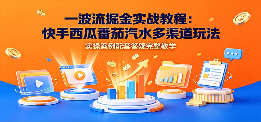 一波流掘金实战教程：快手西瓜番茄汽水多渠道玩法，实操案例配套答疑完整教学-点子口袋网