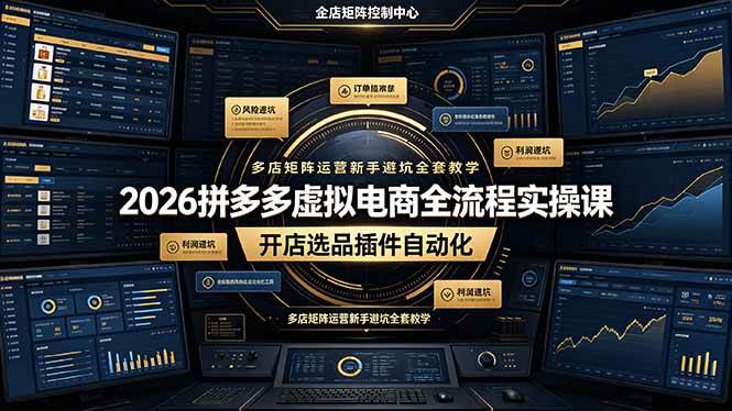（19136期）2026拼多多虚拟电商全流程实操课，开店选品插件自动化，多店矩阵运营新手避坑全套教学-点子口袋网
