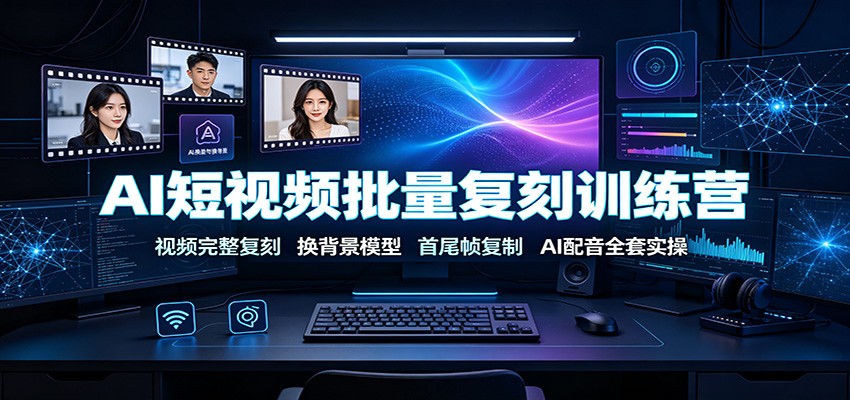 AI短视频批量复刻训练营：视频完整复刻，换背景模型、首尾帧复制、AI配音全套实操-点子口袋网