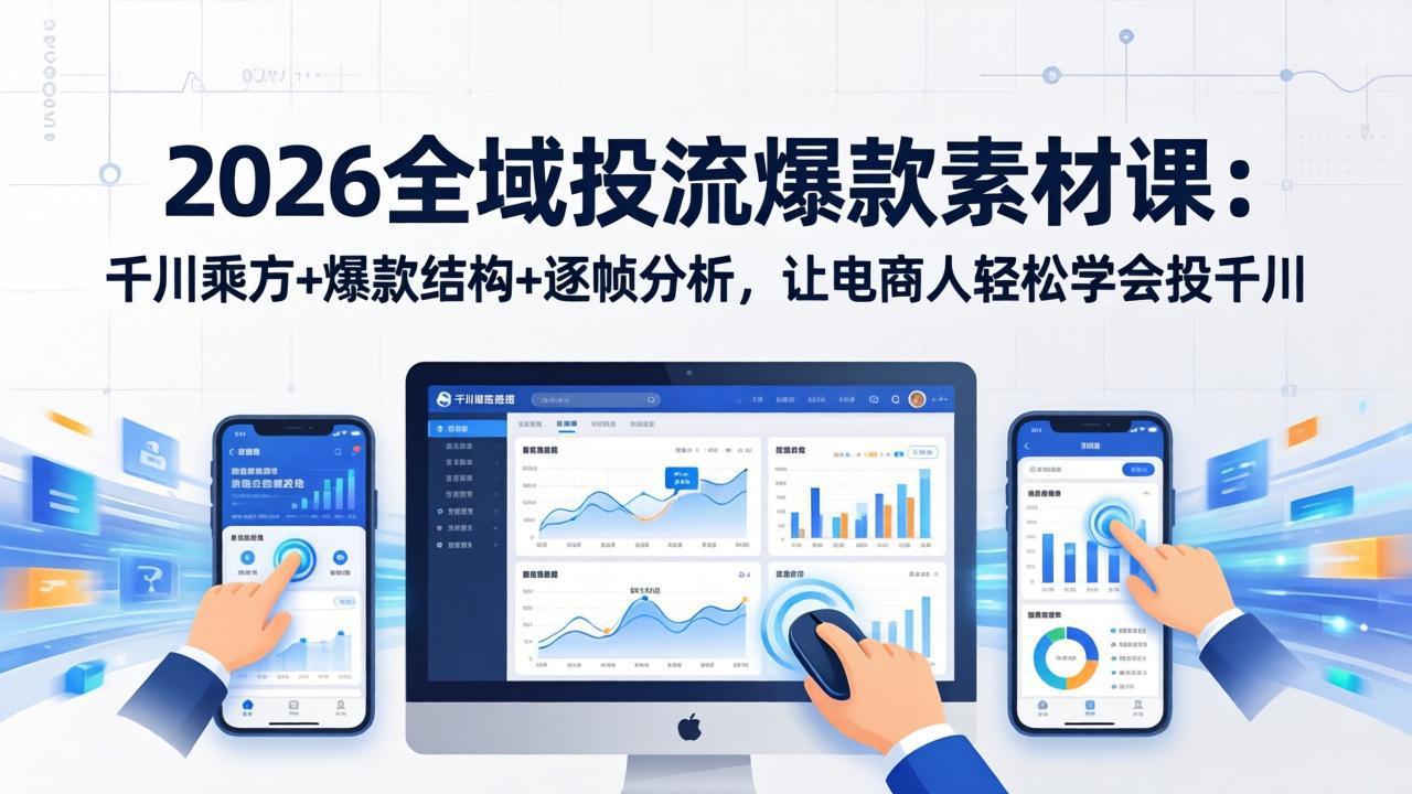 2026全域投流爆款素材课：千川乘方+爆款结构+逐帧分析，让电商人轻松学会投千川-点子口袋网