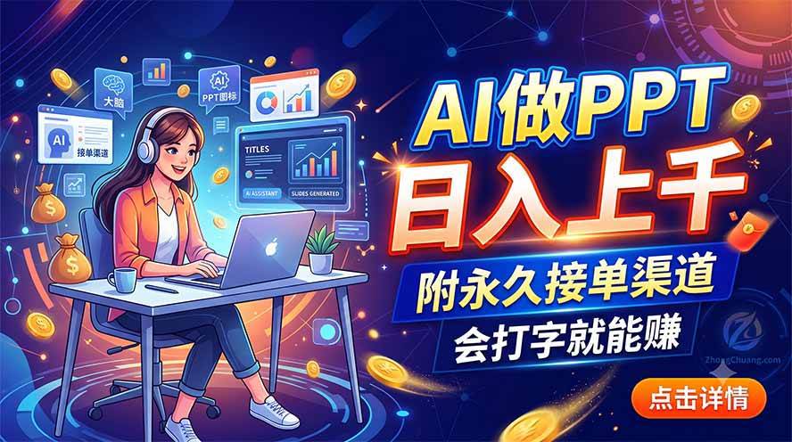 （19644期）AI做PPT日入上千，附永久接单渠道，会打字就能赚-点子口袋网