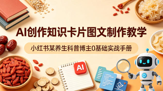 AI创作知识卡片图文制作教学，小红书某养生科普博主0基础实战手册-点子口袋网