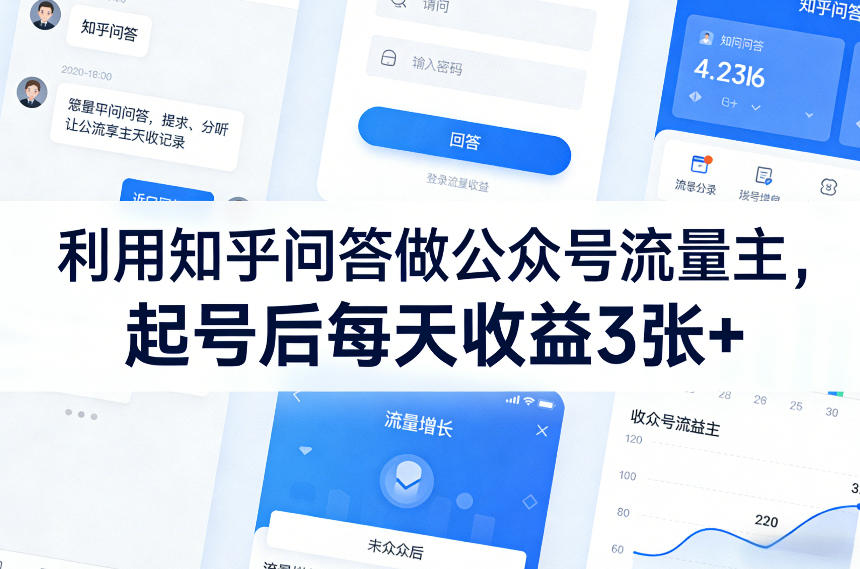 利用知乎问答做公众号流量主，起号后每天收益3张+-点子口袋网