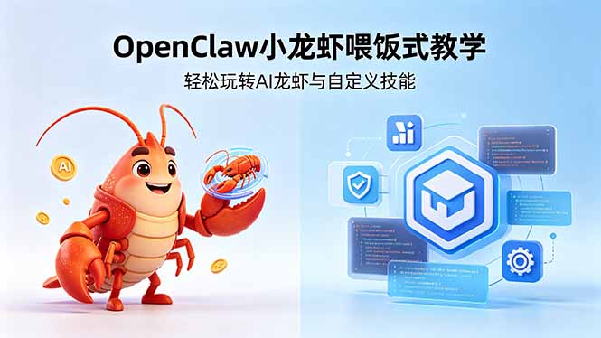 不用懂技术！OpenClaw小龙虾喂饭式教学，轻松玩转AI龙虾与自定义技能-点子口袋网