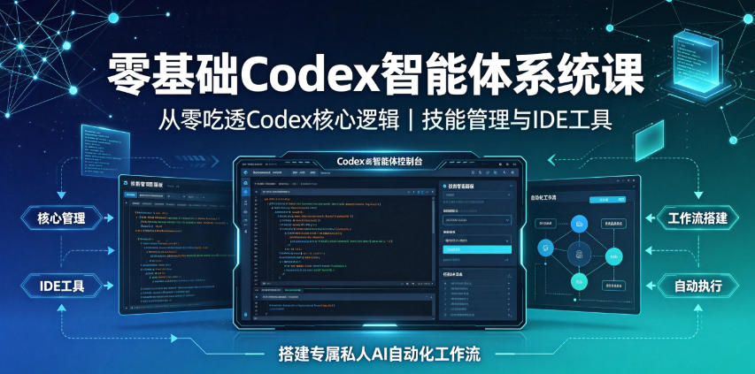 零基础Codex智能体系统课｜从零吃透Codex核心逻辑、技能管理与IDE工具，搭建专属私人AI自动化工作流-点子口袋网