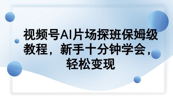 视频号AI片场探班保姆级教程，新手十分钟学会，轻松变现-点子口袋网