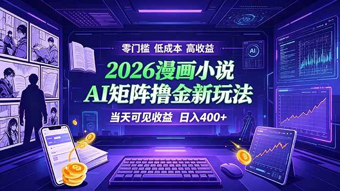（19219期）爆款小说漫画大阅读 ai矩阵操作 当天可见收益 日入400+ 零门槛 高收益-点子口袋网