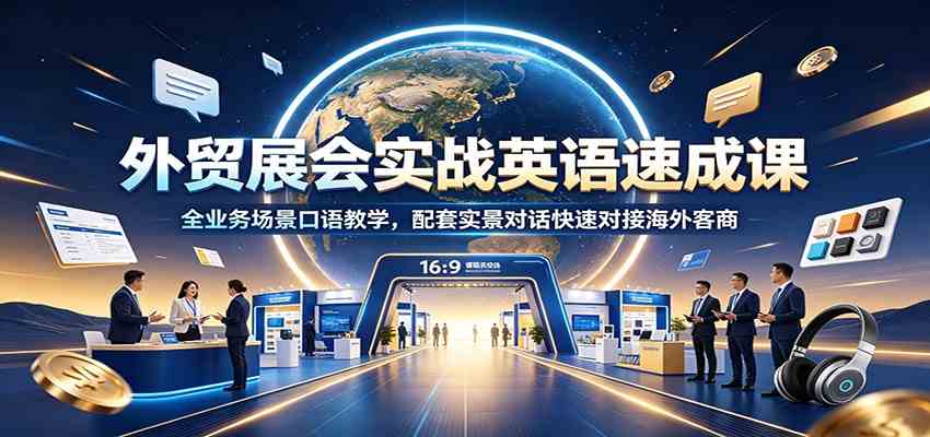 外贸展会实战英语速成课：全业务场景口语教学，配套实景对话快速对接海外客商-点子口袋网