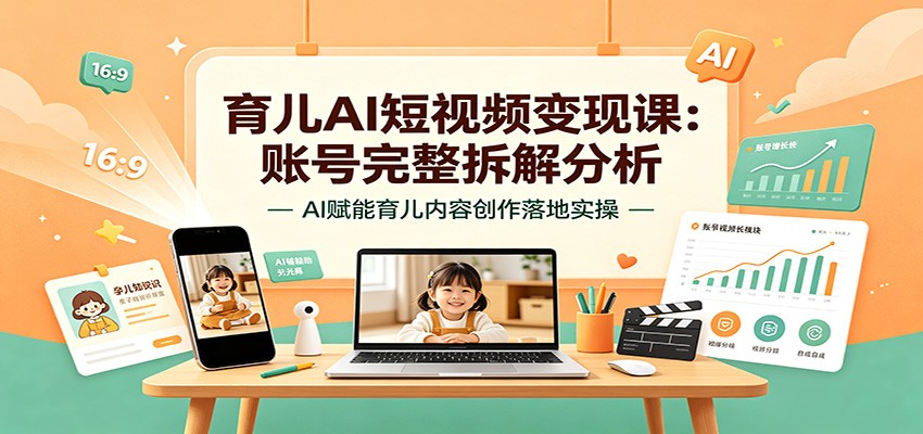 育儿AI短视频变现课：账号完整拆解分析，AI赋能育儿内容创作落地实操-点子口袋网