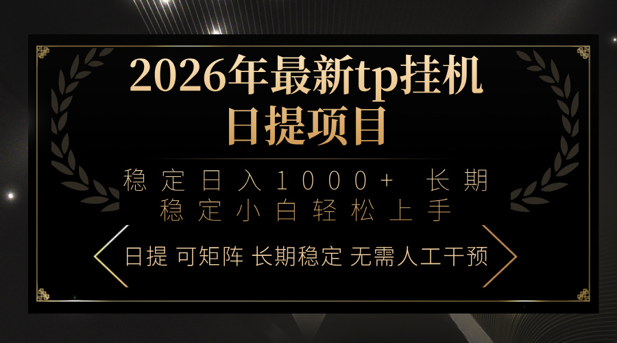 2026年最新tp挂机日提项目：稳定日入1000+小白轻松上手-点子口袋网