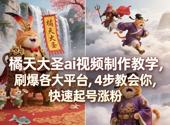 橘天大圣ai视频制作教学，刷爆各大平台，4步教会你，快速起号涨粉-点子口袋网
