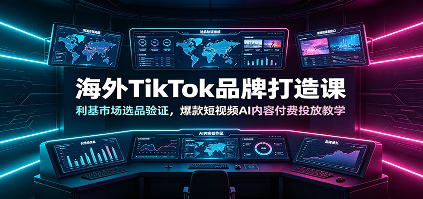 海外TikTok品牌打造课：利基市场选品验证，爆款短视频AI内容付费投放教学-点子口袋网