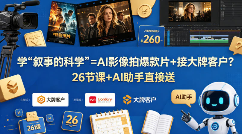 学《叙事的科学》=AI影像拍爆款片+接大牌客户？26节课+AI助手直接送【原创双语字幕】-点子口袋网