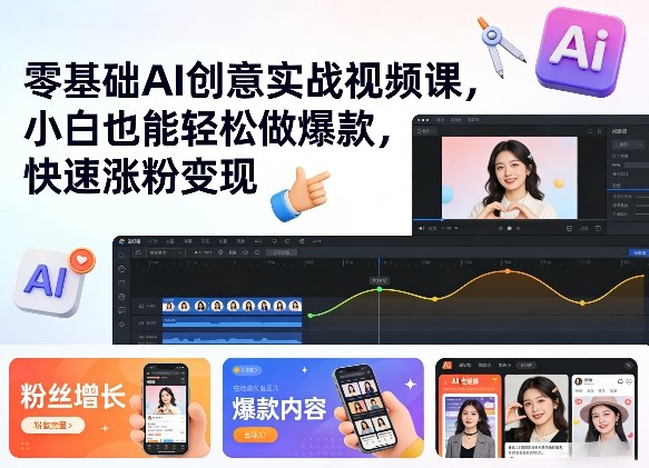 零基础AI创意实战视频课，小白也能轻松做爆款，快速涨粉变现-点子口袋网
