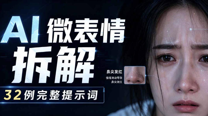 AI微表情拆解提示词合集，精准调控AI角色表情，可直接复用，0基础也能调出影视级表情变化-点子口袋网