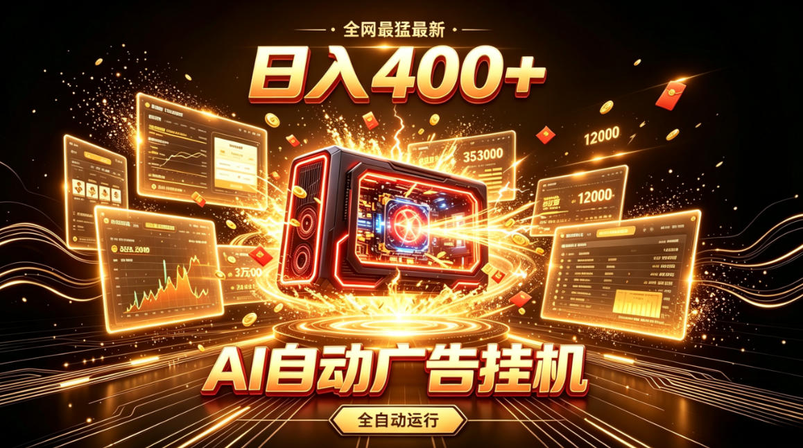 全网最猛最新的AI自动广告挂G，狠收益日入400+，真正做到躺賺式变现【揭秘】-点子口袋网