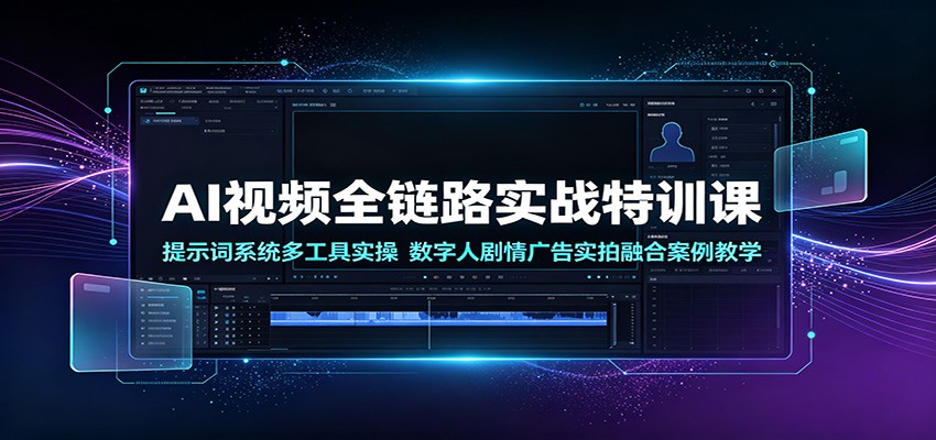 AI视频全链路实战特训课：提示词系统多工具实操，数字人剧情广告实拍融合案例教学-点子口袋网