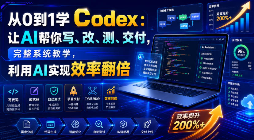 从0到1学Codex：让AI帮你写、改、测、交付，完整系统教学，利用AI实现效率翻倍-点子口袋网