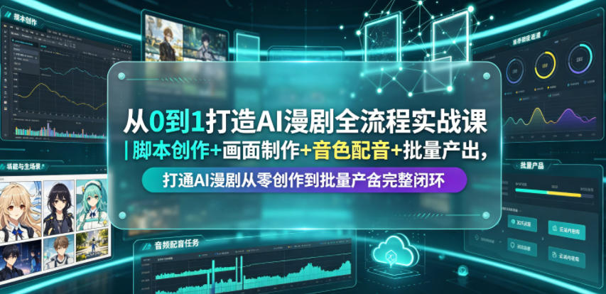 从0到1打造AI漫剧全流程实战课｜脚本创作+画面制作+音色配音+批量产出，打通AI漫剧从零创作到批量量产完整闭环-点子口袋网
