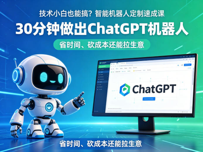 技术小白也能搞？智能机器人定制速成课，30分钟做出ChatGPT机器人，省时间、砍成本还能拉生意-点子口袋网
