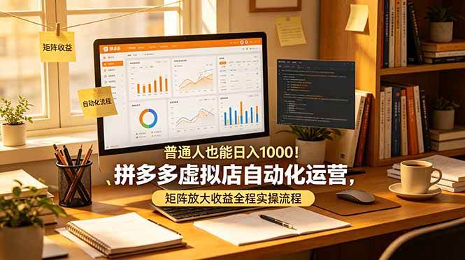 （19022期）普通人也能日入 1000！拼多多虚拟店自动化运营，矩阵放大收益全程实操流程-点子口袋网