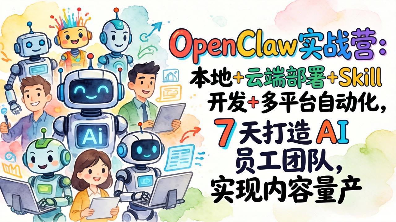 OpenClaw实战营：本地+云端部署+Skill开发+多平台自动化，7 天打造 AI 员工团队，实现内容量产-点子口袋网