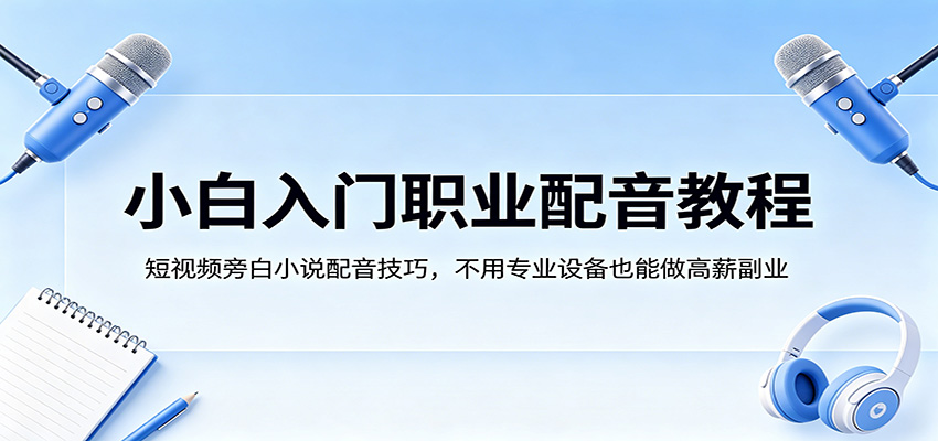 小白入门职业配音教程，短视频旁白小说配音技巧，不用专业设备也能做高薪副业-点子口袋网